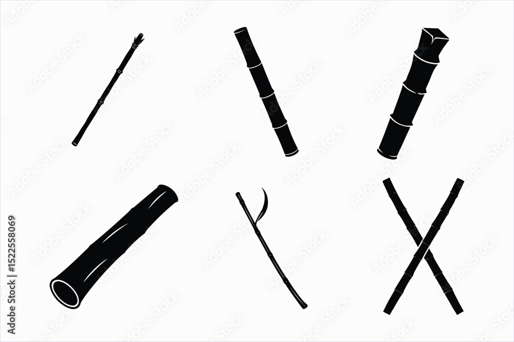 set of bamboo stem silhouette vector illustration set of bamboo stem silhouette vector illustration