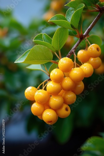 Wallpaper Mural Vibrant yellow berries on green leafy branch in natural setting Torontodigital.ca