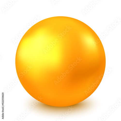 Golden glossy 3d ball or  orange  reflective pearl.