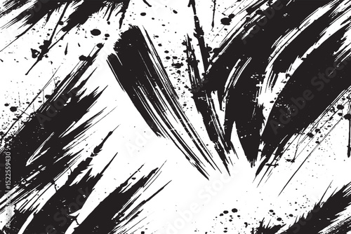 Download a high-resolution black ink brush strokes background. Perfect for posters, digital art, comics, and design projects needing bold, dynamic textures with a grunge aesthetic.