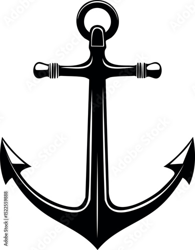 Anchor Shape in Silhouette Vector | Nautical Black Vector Art Illustration