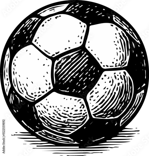  Vintage hand-drawn soccer ball, iconic for global sports and outdoor activities