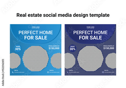 modern real estate home sale social media post, easily editable, colorful and square social media banner template design