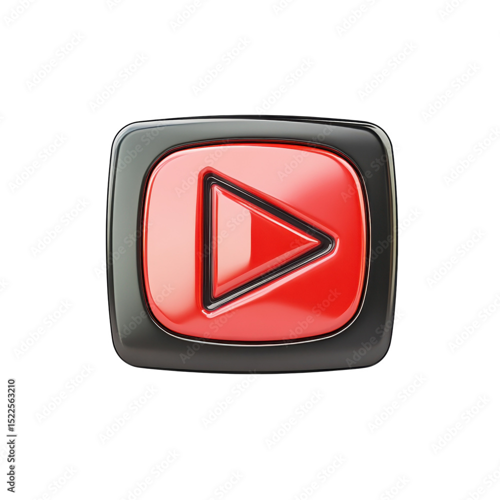 Red Play Button Icon Design Media Social Symbol Streaming Network on transparent background Red Play Button Icon Design Media Social Symbol Streaming Network on transparent background