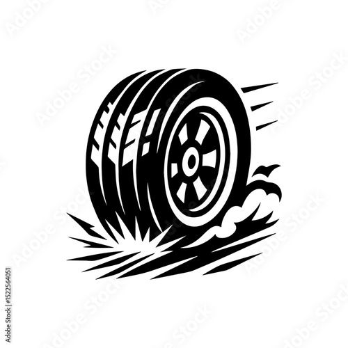 Race tire skidding Race car racing event logo icon with transparent background