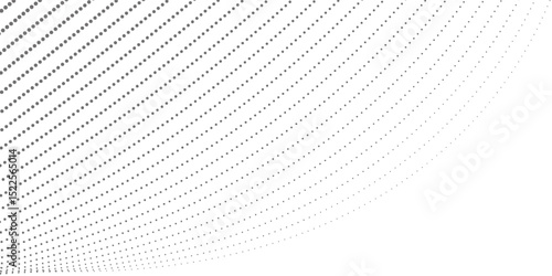 Optical spotted texture. Monochrome wavy half tone effect. Abstract background with dots. Halftone dot pattern. Black white banner. Futuristic pop art print. Vector illustration.