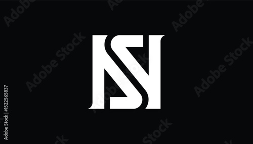 connected alphabet letter ns, sn logo design