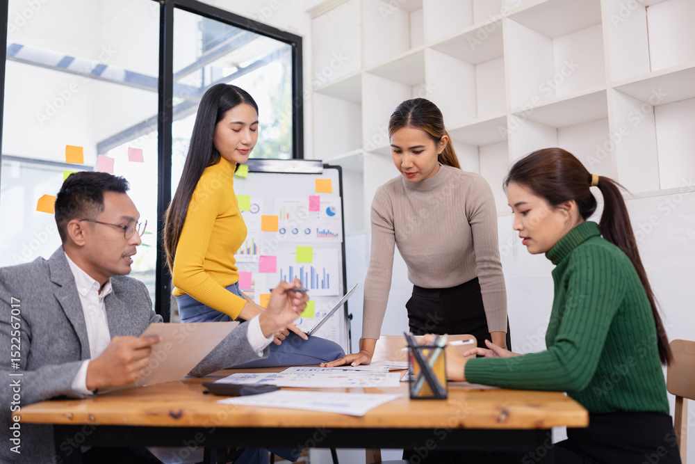 Group of business people working together with dashboard analysis and data management in conference room, Corporate business and dashboard to presentation concept. Group of business people working together with dashboard analysis and data management in conference room, Corporate business and dashboard to presentation concept.