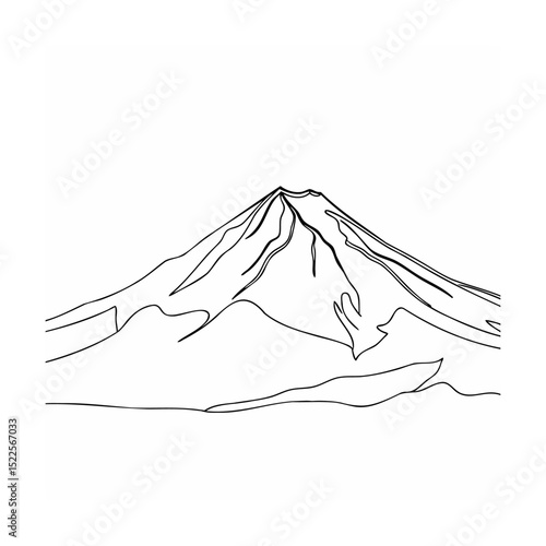 Minimalist line art illustration of mount fuji against a simple white background