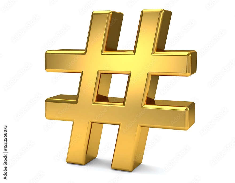 Obraz premium Gold hashtag symbol