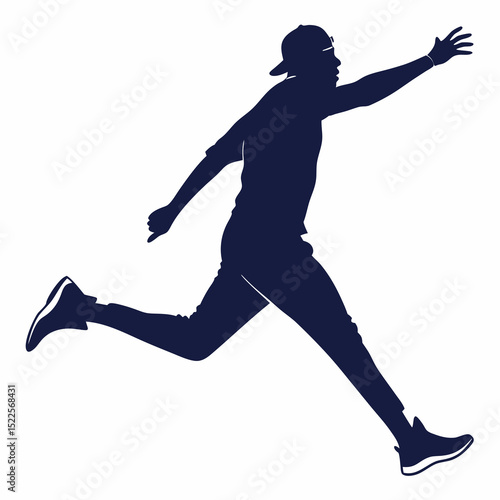 Dynamic silhouette of a running man reaching out in pursuit of an intangible goal