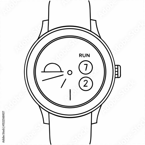 Elegant black outline smartwatch design with run functionality and minimalist aesthetic for modern applications