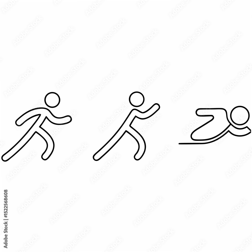 Obraz premium Line art depicting running and swimming figures suitable for sports and fitness concepts