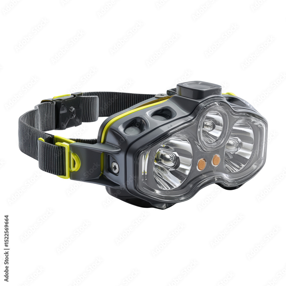 Fototapeta premium Versatile Headlamp for Outdoor Adventures on a white background.
