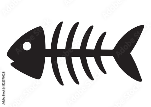 fish bone logo silhouette vector illustration, fish skeleton logo icon silhouette, fishbone silhouette swimming vector illustration, skeleton of fish vector silhouette logo design on white background