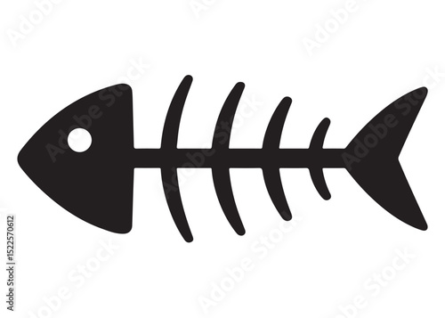 fish bone logo silhouette vector illustration, fish skeleton logo icon silhouette, fishbone silhouette swimming vector illustration, skeleton of fish vector silhouette logo design on white background