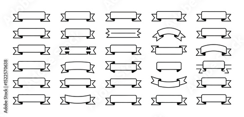 Thirty Different Outline Ribbon Banners for Design