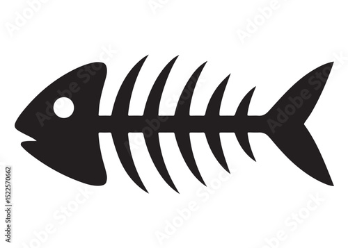 fish bone logo silhouette vector illustration, fish skeleton logo icon silhouette, fishbone silhouette swimming vector illustration, skeleton of fish vector silhouette logo design on white background