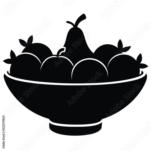 Fruit bowl illustration pear apples healthy food design art silhouette