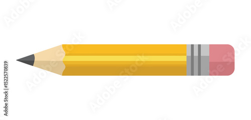 Single Yellow Pencil with Pink Eraser Isolated on White
