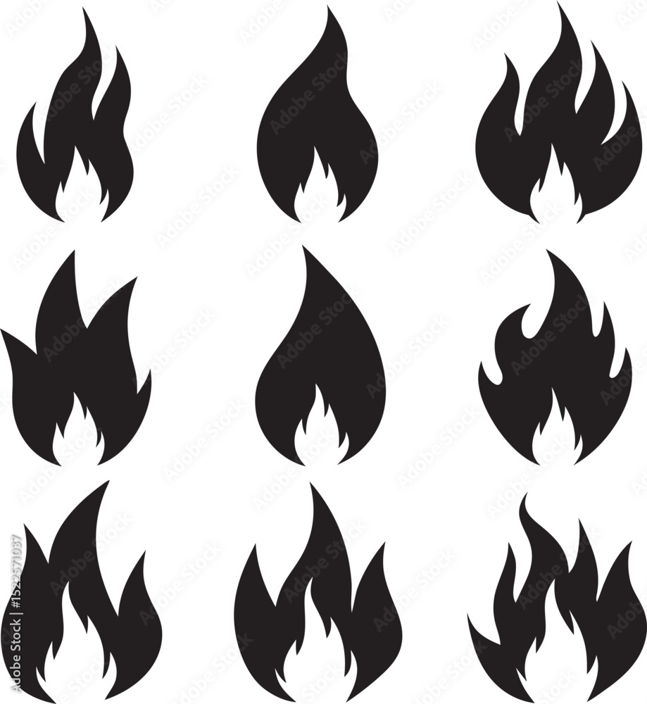 Naklejka premium set of fire flames