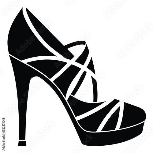 Black high heel shoe fashion footwear style elegant design silhouette