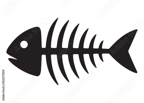 fish bone logo silhouette vector illustration, fish skeleton logo icon silhouette, fishbone silhouette swimming vector illustration, skeleton of fish vector silhouette logo design on white background