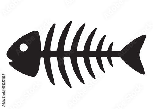 fish bone logo silhouette vector illustration, fish skeleton logo icon silhouette, fishbone silhouette swimming vector illustration, skeleton of fish vector silhouette logo design on white background