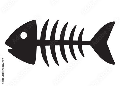 fish bone logo silhouette vector illustration, fish skeleton logo icon silhouette, fishbone silhouette swimming vector illustration, skeleton of fish vector silhouette logo design on white background