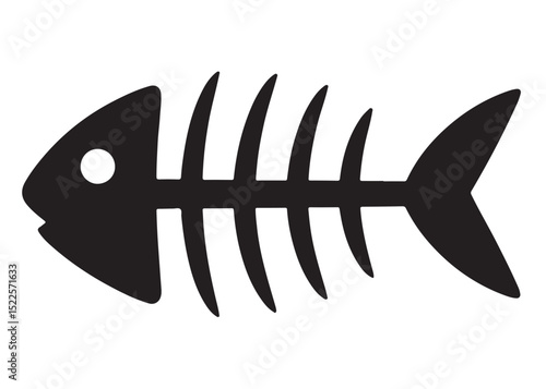 fish bone logo silhouette vector illustration, fish skeleton logo icon silhouette, fishbone silhouette swimming vector illustration, skeleton of fish vector silhouette logo design on white background