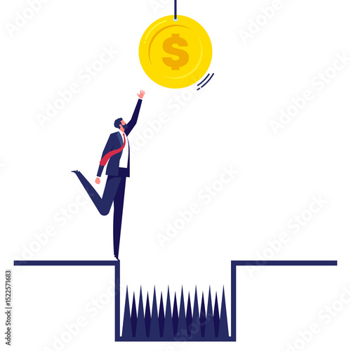 Foto Financial money trap or risk in investment concept, investment problem