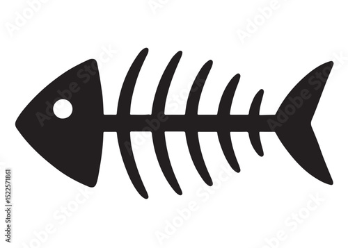 fish bone logo silhouette vector illustration, fish skeleton logo icon silhouette, fishbone silhouette swimming vector illustration, skeleton of fish vector silhouette logo design on white background