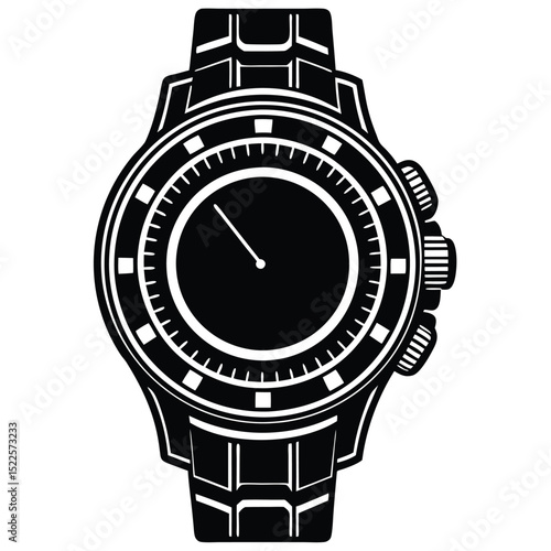 Black and white wrist watch illustration time timepiece silhouette