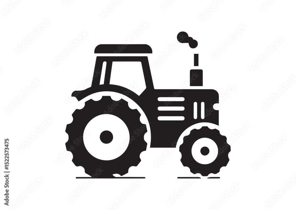 Obraz premium Tractor Icon, Tractor Silhouette Black vector white background