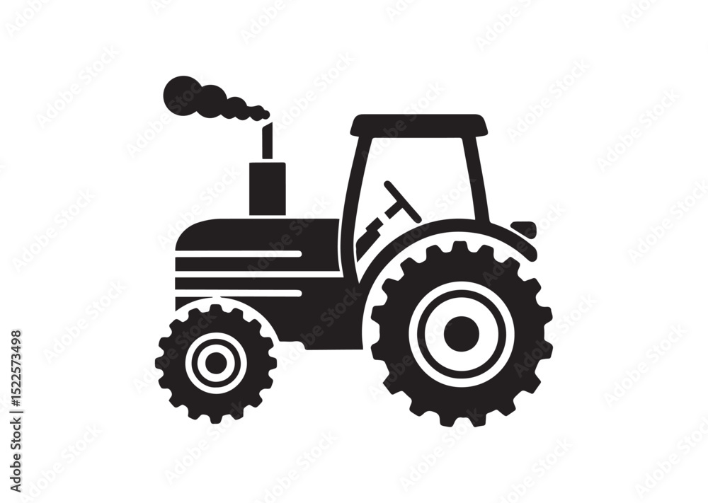 Obraz premium Tractor Icon, Tractor Silhouette Black vector white background