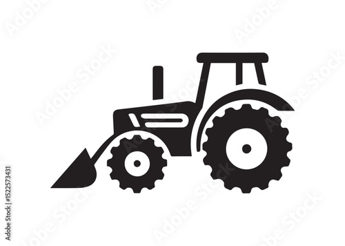 Tractor Icon, Tractor Silhouette Black vector white background