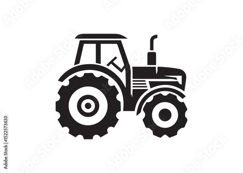Tractor Icon, Tractor Silhouette Black vector white background