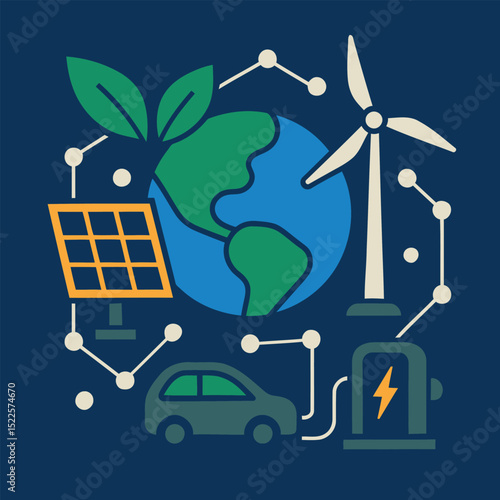 Sustainable Technology Smart Network Flat Vector Illustration