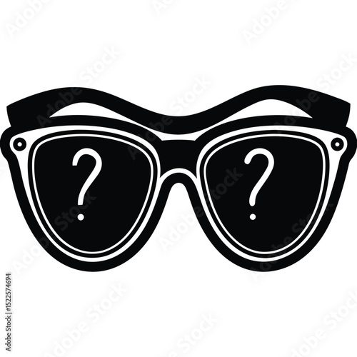 Sunglasses with question marks mystery eyewear black and white silhouette