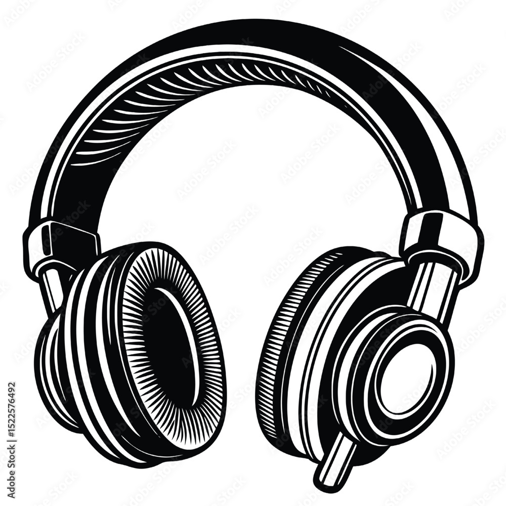 custom made wallpaper toronto digitalHeadphones illustration black and white music dj audio device silhouette