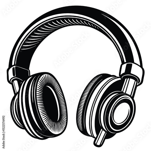 Wallpaper Mural Headphones illustration black and white music dj audio device silhouette Torontodigital.ca