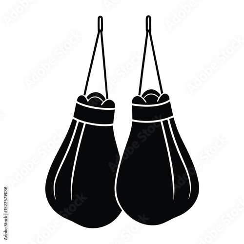 Hanging punching bags boxing equipment fitness illustration silhouette