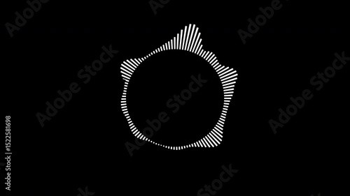 A graphic circular loop of rhythmic audio frequency sound waves in the background