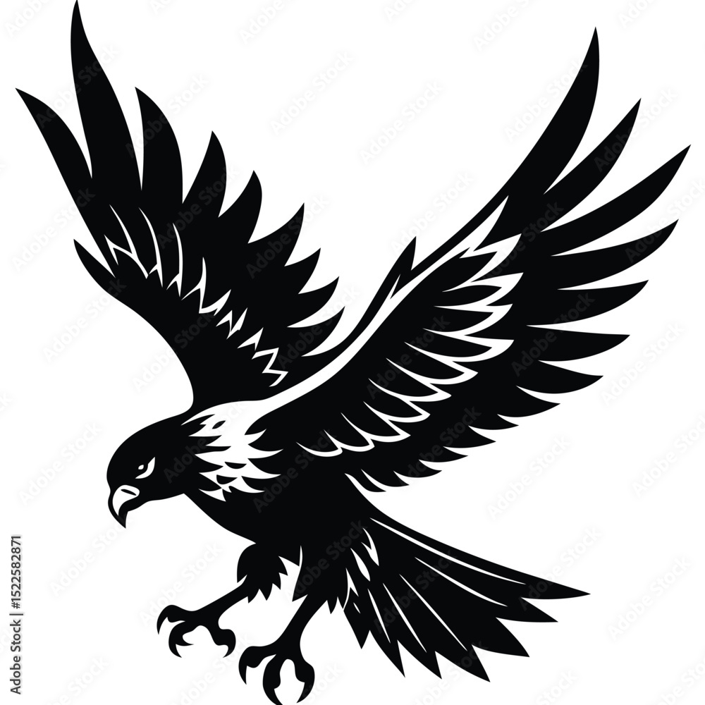 Fototapeta premium Eagle vector black and white illustration design graphic art silhouette