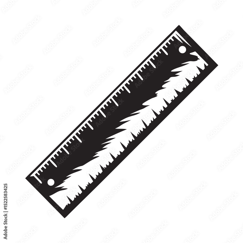 Fototapeta premium Black ruler with measurement markings in minimalist design 