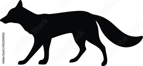 A sly fox silhouette prowling through the night a symbol of cunning and resilience with stark black