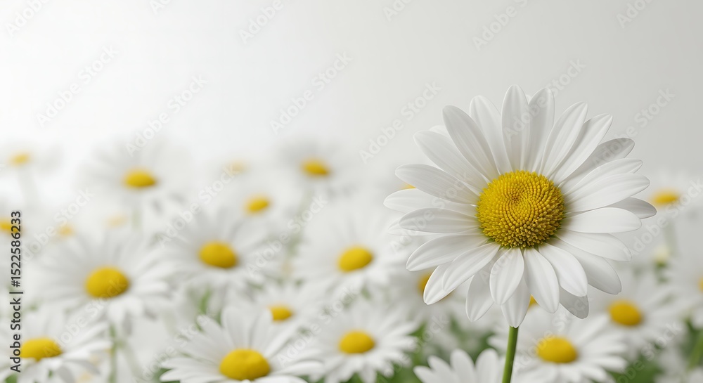 Obraz premium Field of White Daisies Blooming in Springtime Beauty Against a White Background