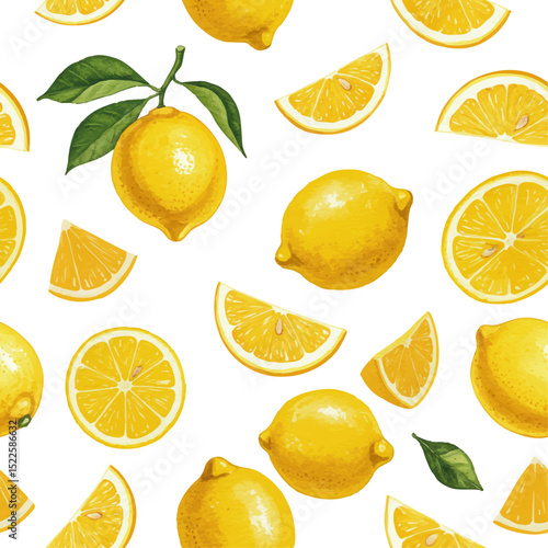 Vector watercolor lemon /水彩テイストのレモンパターン