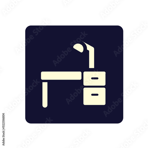 study desk with lamp on the top and 2 drawers