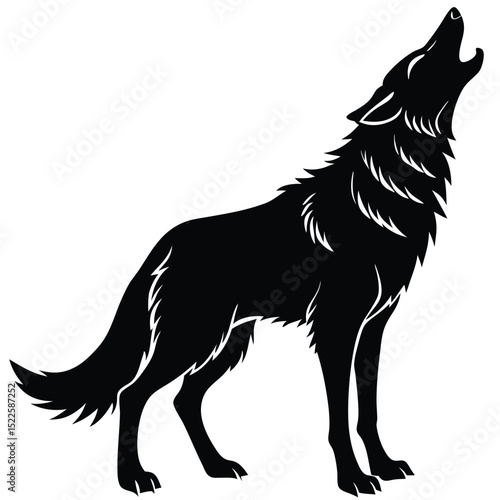 Black wolf howling silhouette vector illustration design